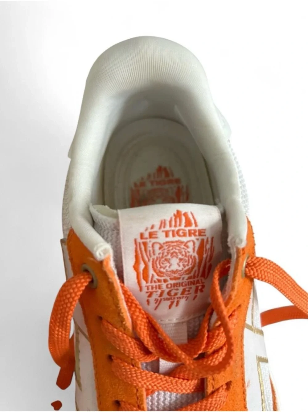 Le Tigre Women’s Orange and White Suede Mesh Sneakers. Sz. 6 - Picture 6 of 7